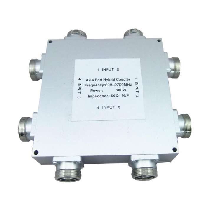 4 In 4 Out RF hybrid coupler, 698-2700MHz, 300W, 6dB, DIN Female